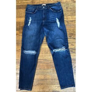 Judy Blue Jeans Women Size 1XL Blue Denim High Rise Boyfriend Fit Distressed USA